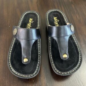 Alegria Black Leather Sandals